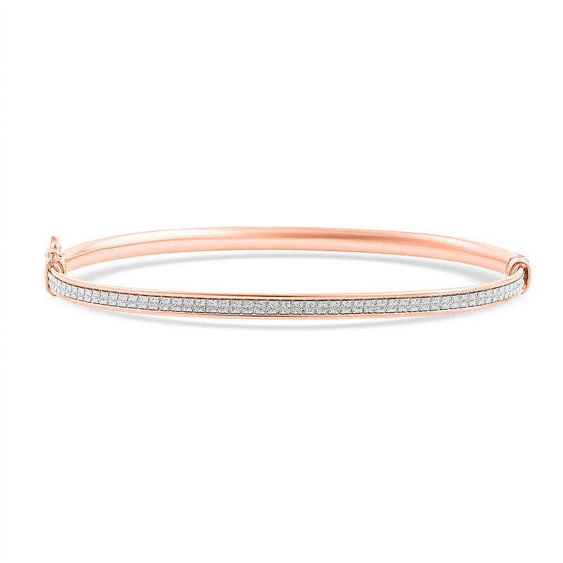 Stardust Bangle Bracelet in 14K Rose Gold Over Sterling Silver (7.50 In) 5.03 Grams