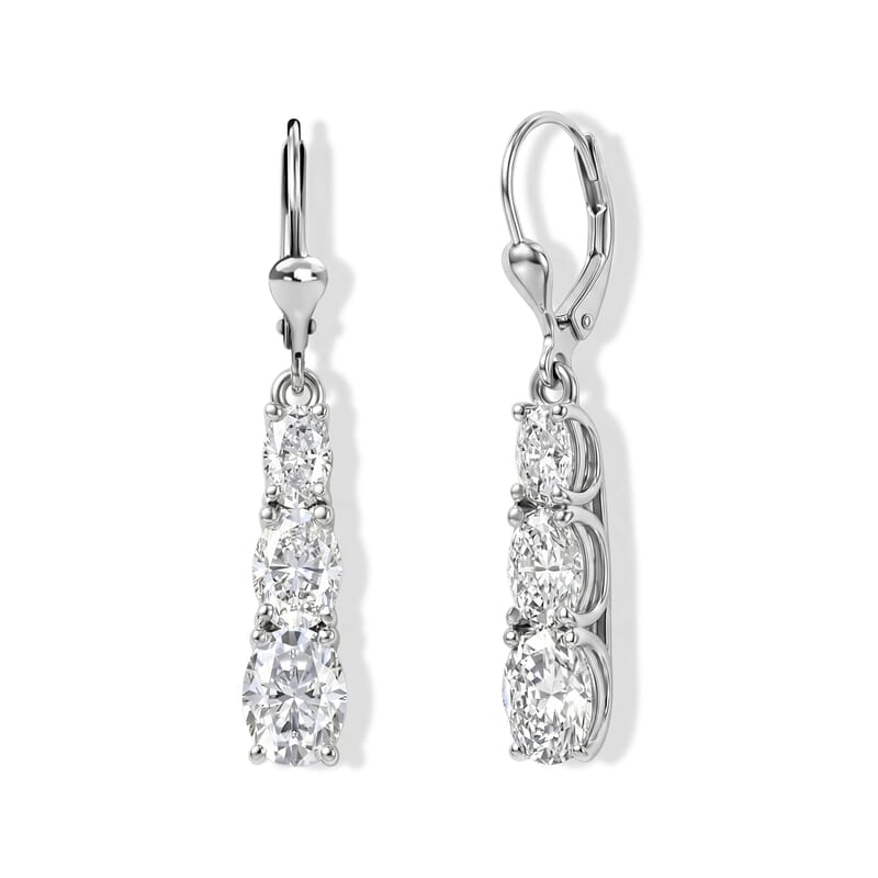 D'Joy Moissanite 5.20 ctw Rhythm of Time Earrings in Rhodium Over Sterling Silver