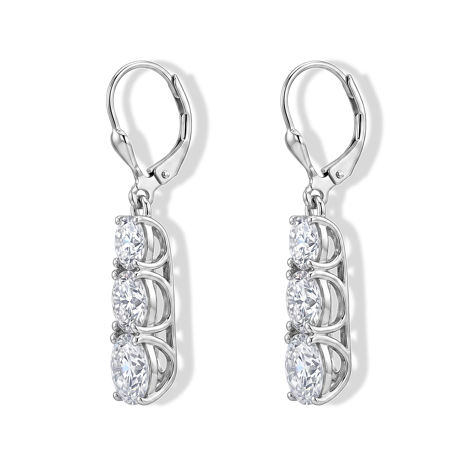D'Joy Moissanite 5.20 ctw Earrings in Rhodium Over Sterling Silver