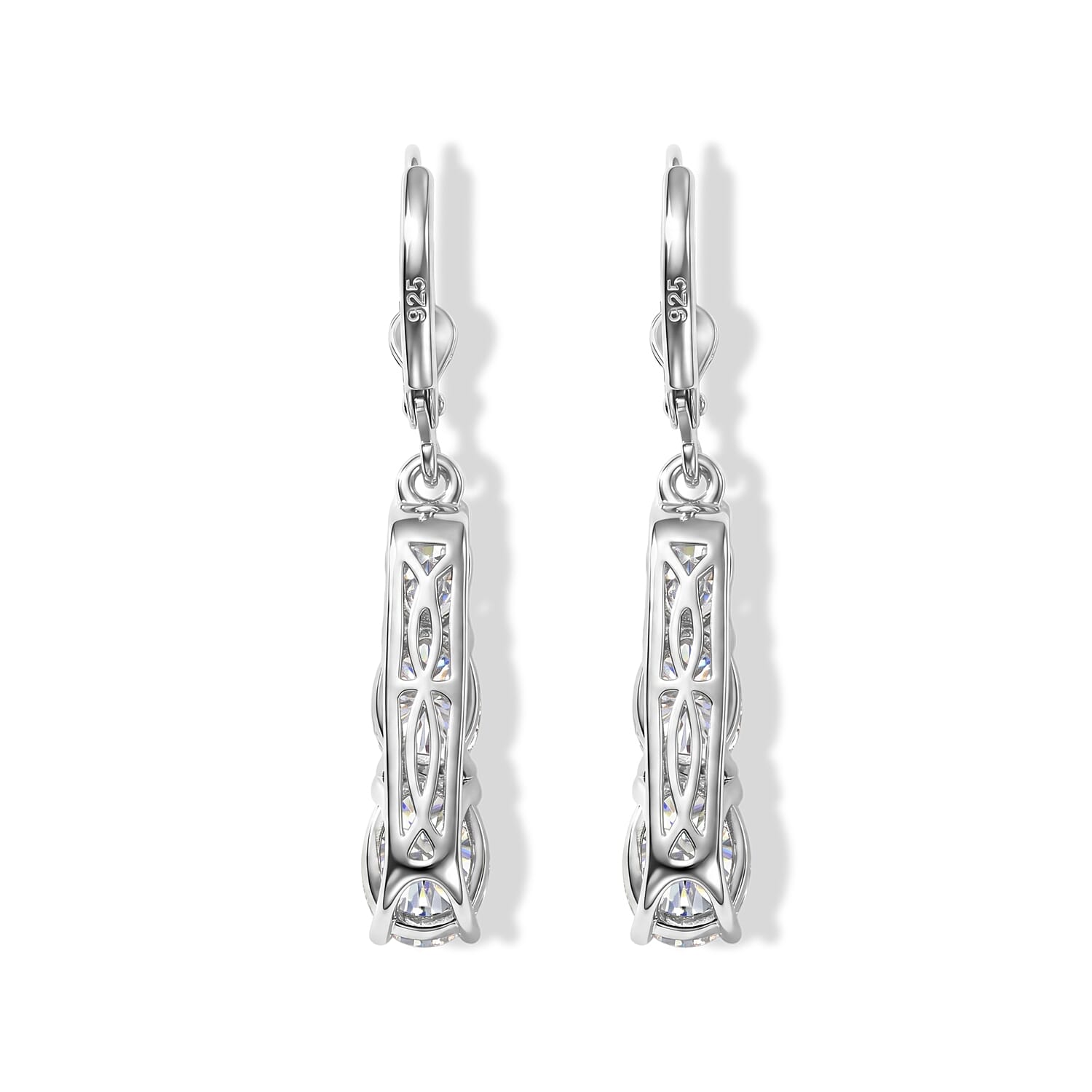 D'Joy Moissanite 5.20 ctw Earrings in Rhodium Over Sterling Silver