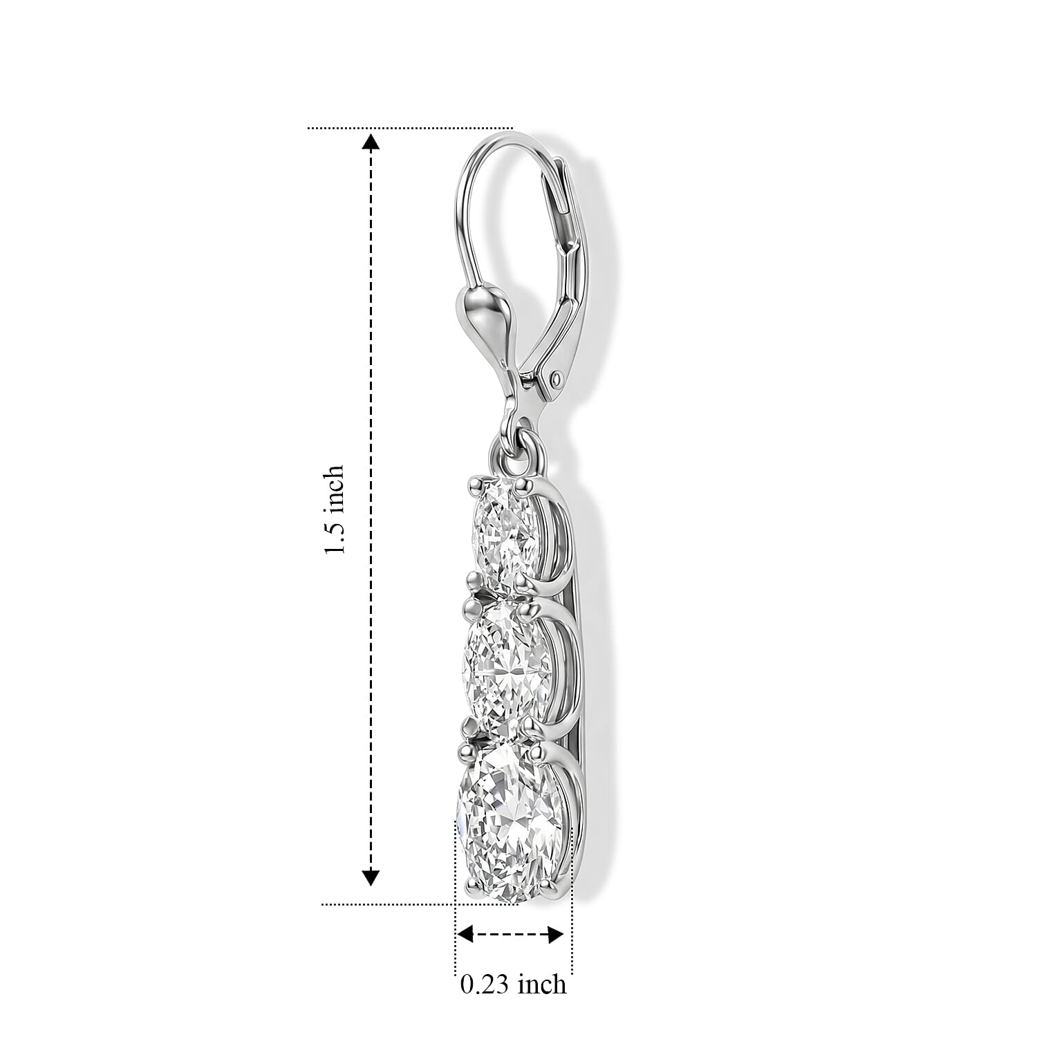 D'Joy Moissanite 5.20 ctw Earrings in Rhodium Over Sterling Silver