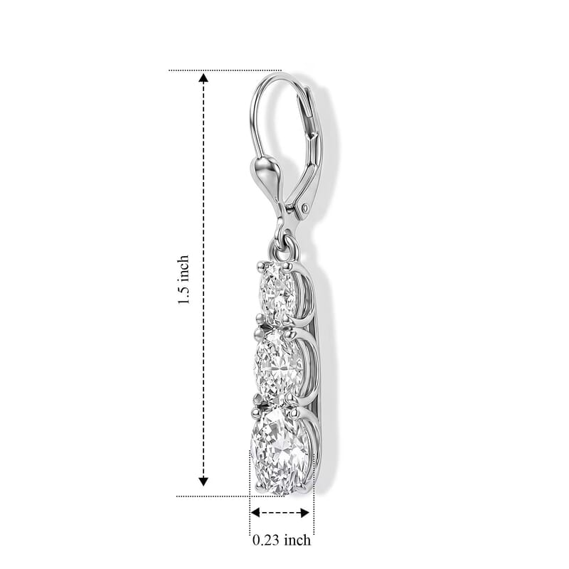 D'Joy Moissanite 5.20 ctw Rhythm of Time Earrings in Rhodium Over Sterling Silver