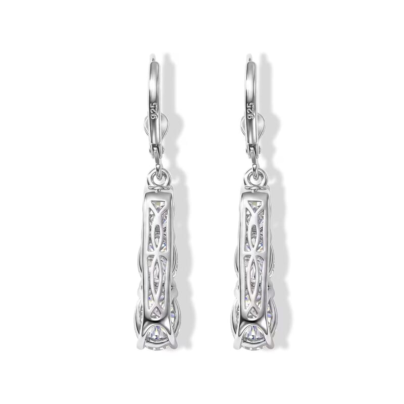 D'Joy Moissanite 5.20 ctw Rhythm of Time Earrings in Rhodium Over Sterling Silver