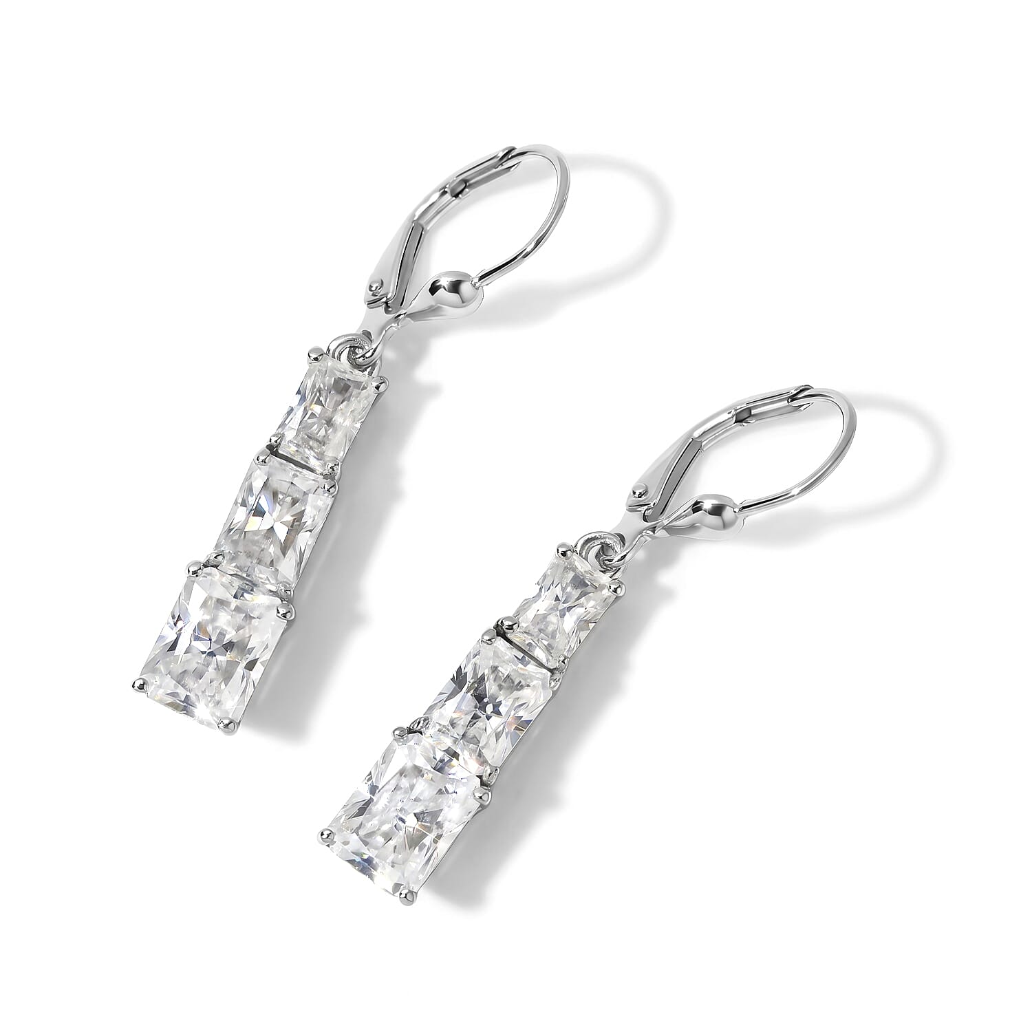 D'Joy Moissanite (Ovl 8x6mm) Earrings in Rhodium Over Sterling Silver 5.20 ctw