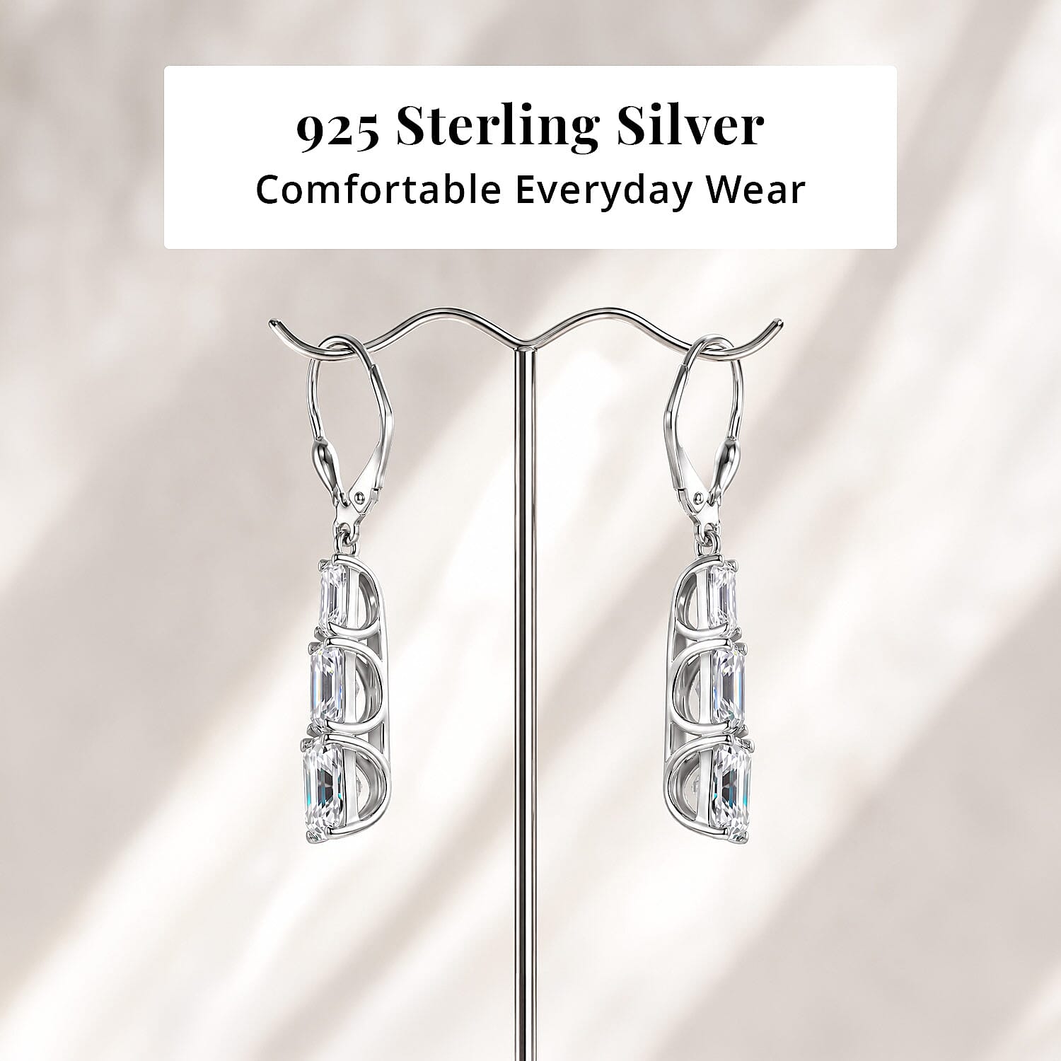 D'Joy Moissanite 6.20 ctw Rhythm of Time Earrings in Rhodium Over Sterling Silver