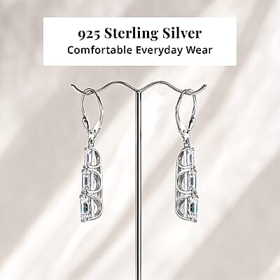 D'Joy Moissanite 6.20 ctw Rhythm of Time Earrings in Rhodium Over Sterling Silver