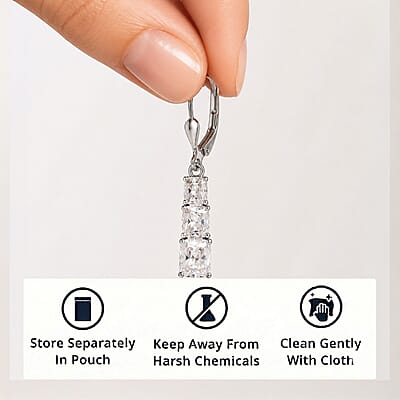 D'Joy Moissanite 6.20 ctw Rhythm of Time Earrings in Rhodium Over Sterling Silver