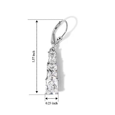 D'Joy Moissanite 6.20 ctw Rhythm of Time Earrings in Rhodium Over Sterling Silver