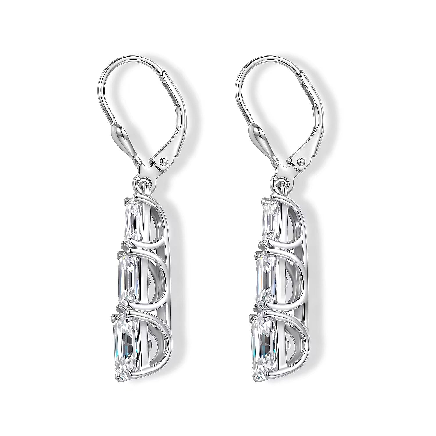 D'Joy Moissanite 6.20 ctw Rhythm of Time Earrings in Rhodium Over Sterling Silver