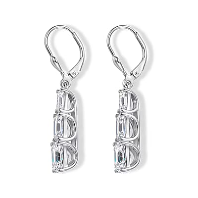 D'Joy Moissanite 6.20 ctw Rhythm of Time Earrings in Rhodium Over Sterling Silver