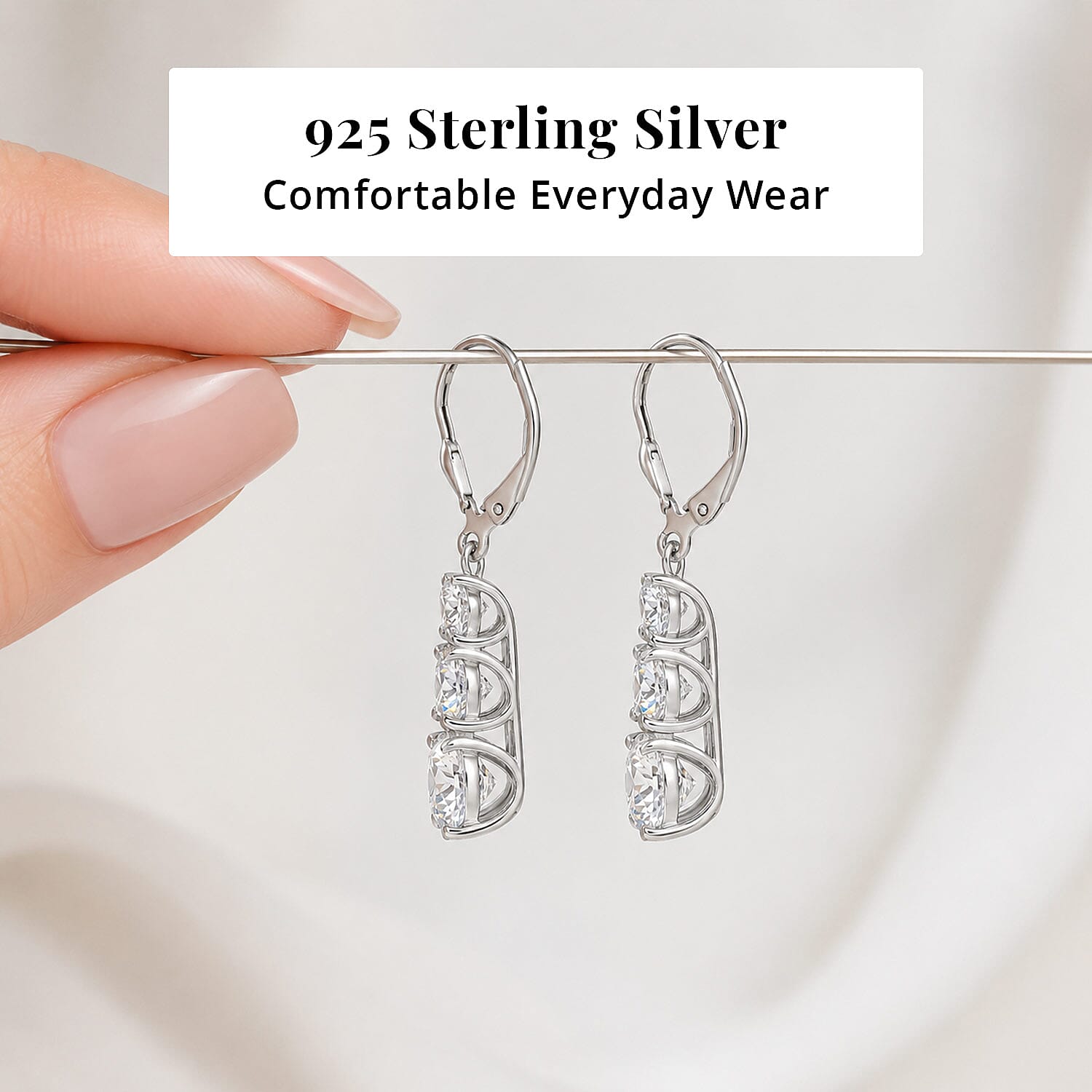 D'Joy Moissanite 5.10 ctw Rhythm of Time Earrings in Rhodium Over Sterling Silver