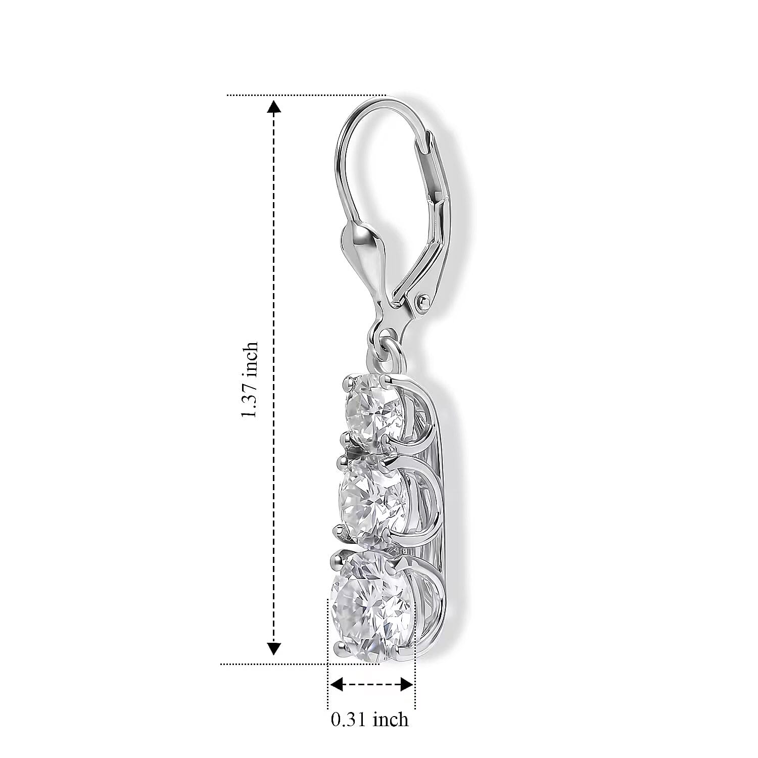 D'Joy Moissanite 5.10 ctw Rhythm of Time Earrings in Rhodium Over Sterling Silver