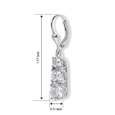 D'Joy Moissanite 5.10 ctw Rhythm of Time Earrings in Rhodium Over Sterling Silver