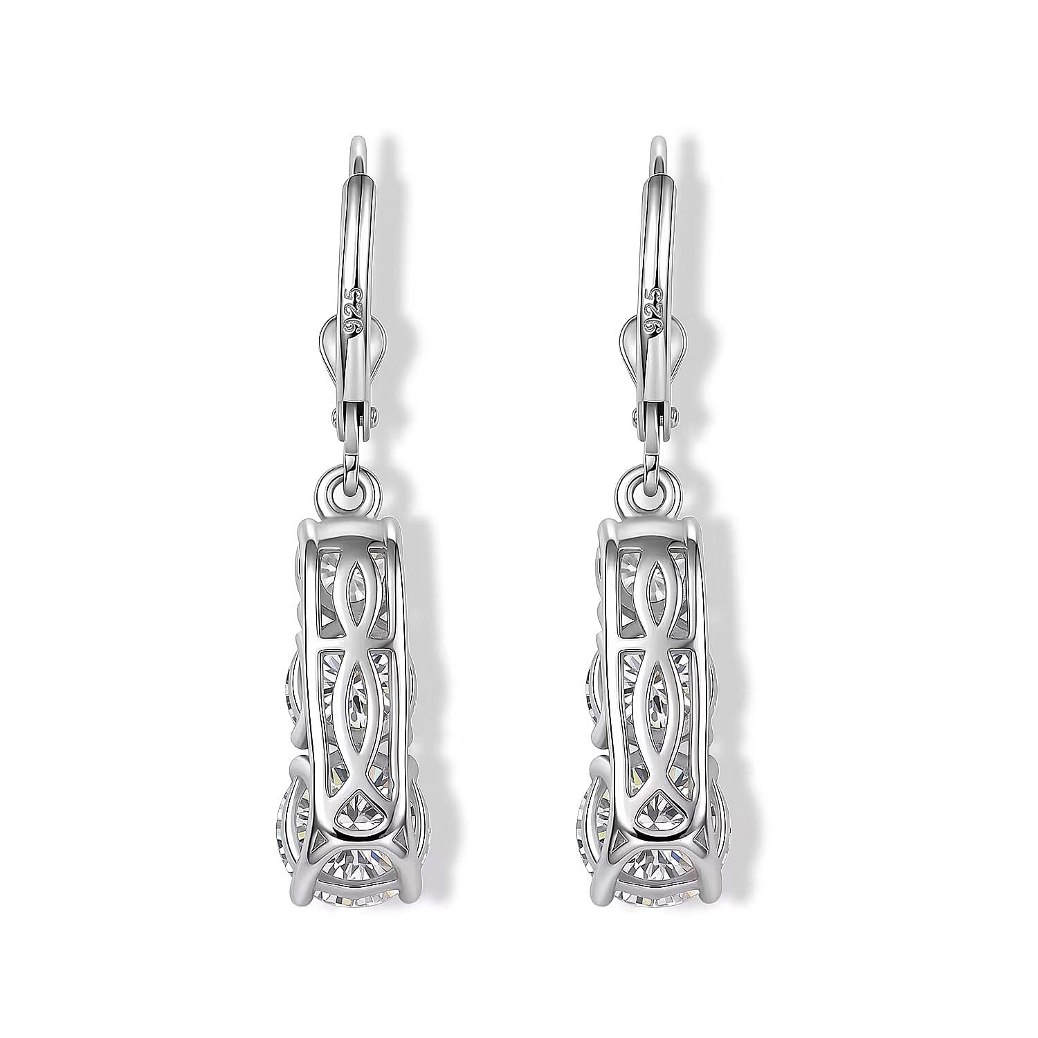 D'Joy Moissanite 5.10 ctw Rhythm of Time Earrings in Rhodium Over Sterling Silver