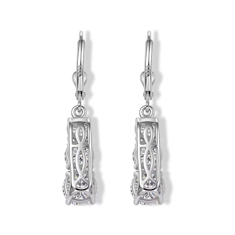 D'Joy Moissanite 5.10 ctw Rhythm of Time Earrings in Rhodium Over Sterling Silver