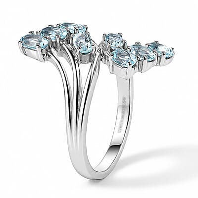 EverTrue Swiss Blue Topaz 2.25 ctw Ring in Stainless Steel (Size 6.0)