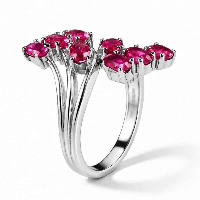 EverTrue Niassa Ruby (FF) 2.85 ctw Ring in Stainless Steel (Size 7.0)