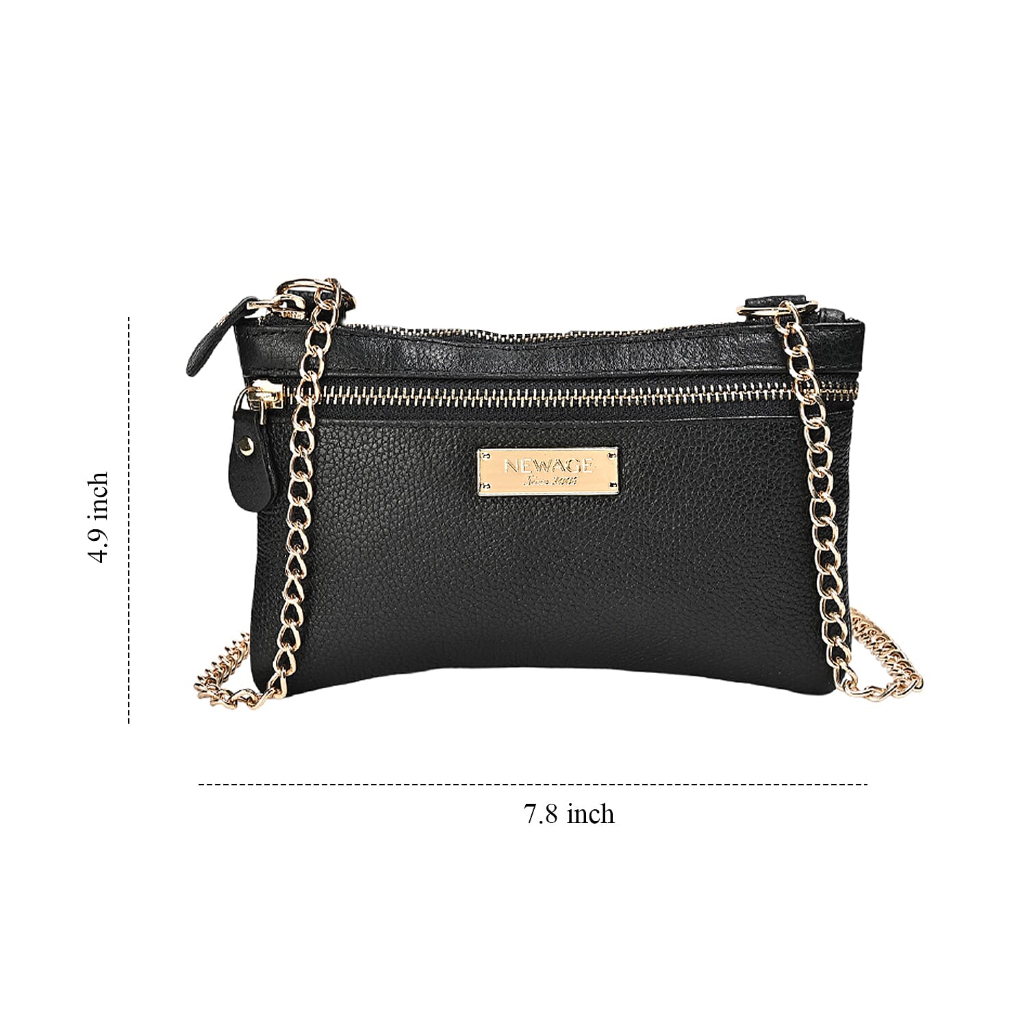 New Age Black Genuine Leather Crossbody Bag with RFID Protection