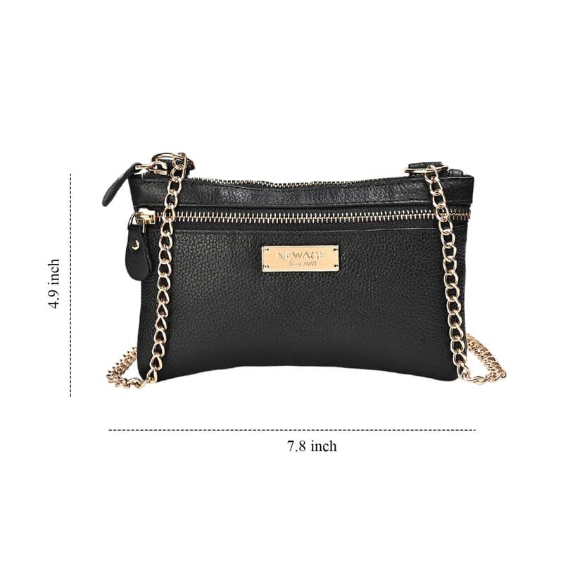 New Age Black Genuine Leather Crossbody Bag with RFID Protection