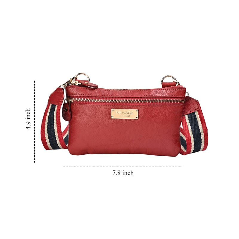 New Age Red 100% Genuine Leather Crossbody Bag with RFID Card Holder