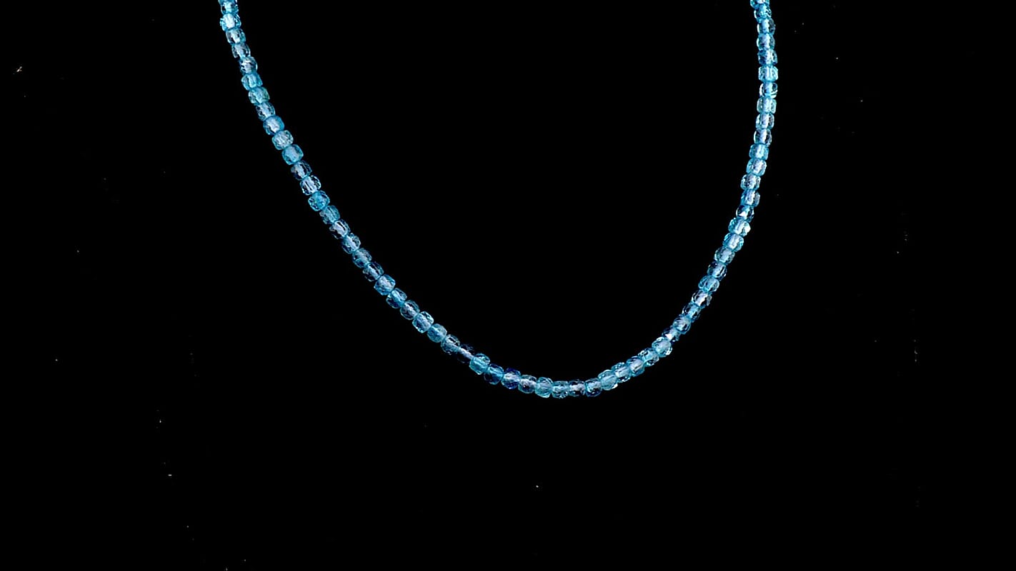 Blue Topaz Beaded Necklace (18-20 Inches) in Stainless Steel 85.00 ctw