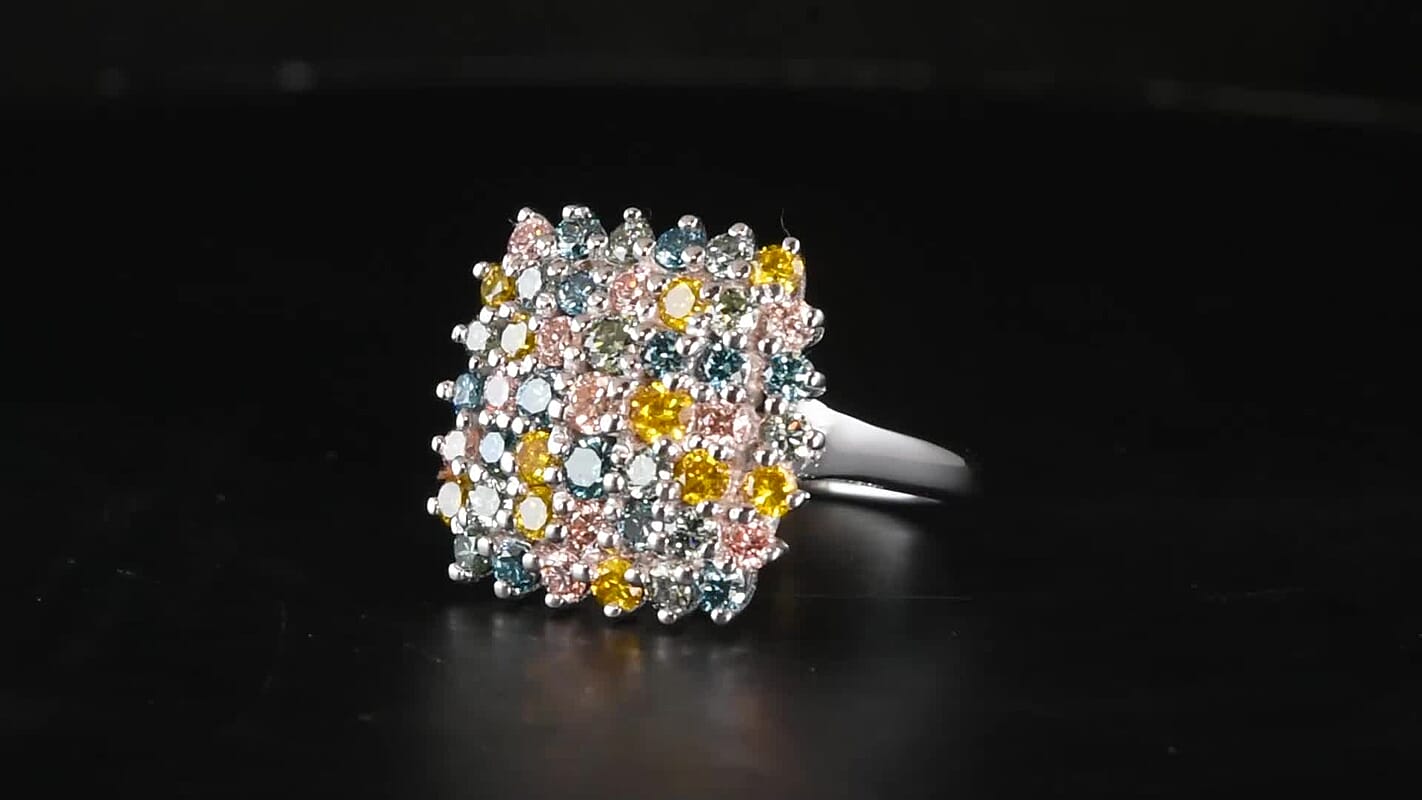 Luxuriant Lab Grown Multi Diamond (IR) (SI) Ring in Rhodium Over Sterling Silver (Size 10.0) 2.00 ctw 8635051.....