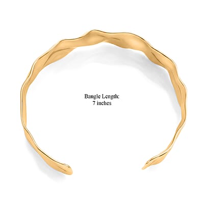 Hammered Wide Cuff Bracelet in ION Plated YG Stainless Steel (7.0 In)