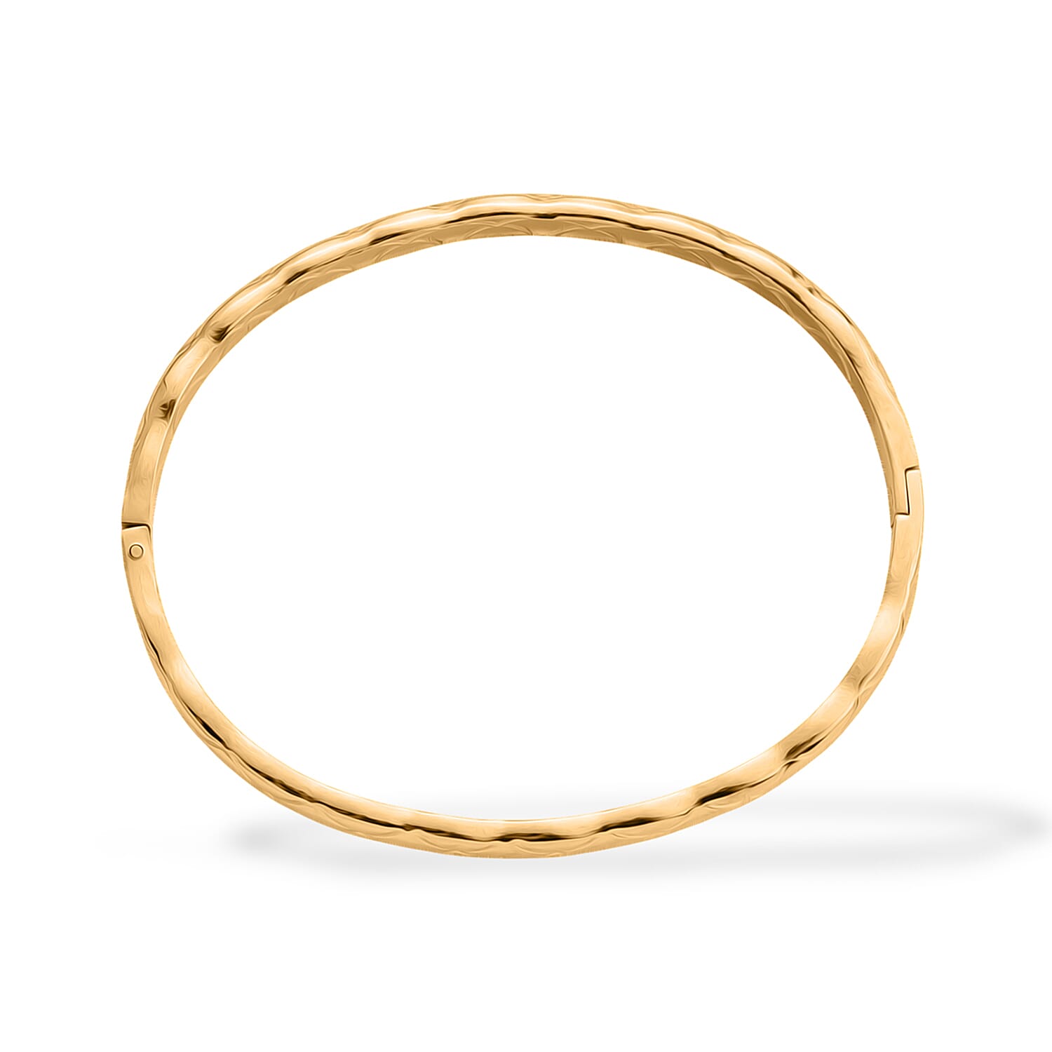 Geometric Pattern Bangle Bracelet in ION Plated YG Stainless Steel (7.0 In)