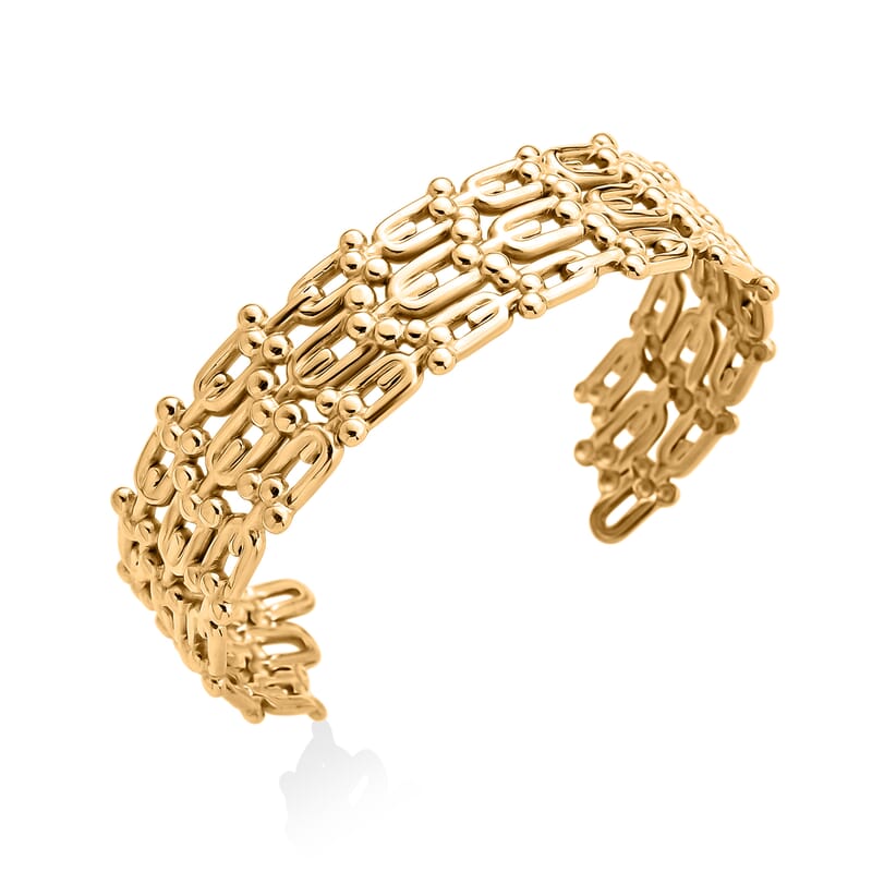 Chain Link Cuff Bracelet in ION Plated YG Stainless Steel (7.0 In)