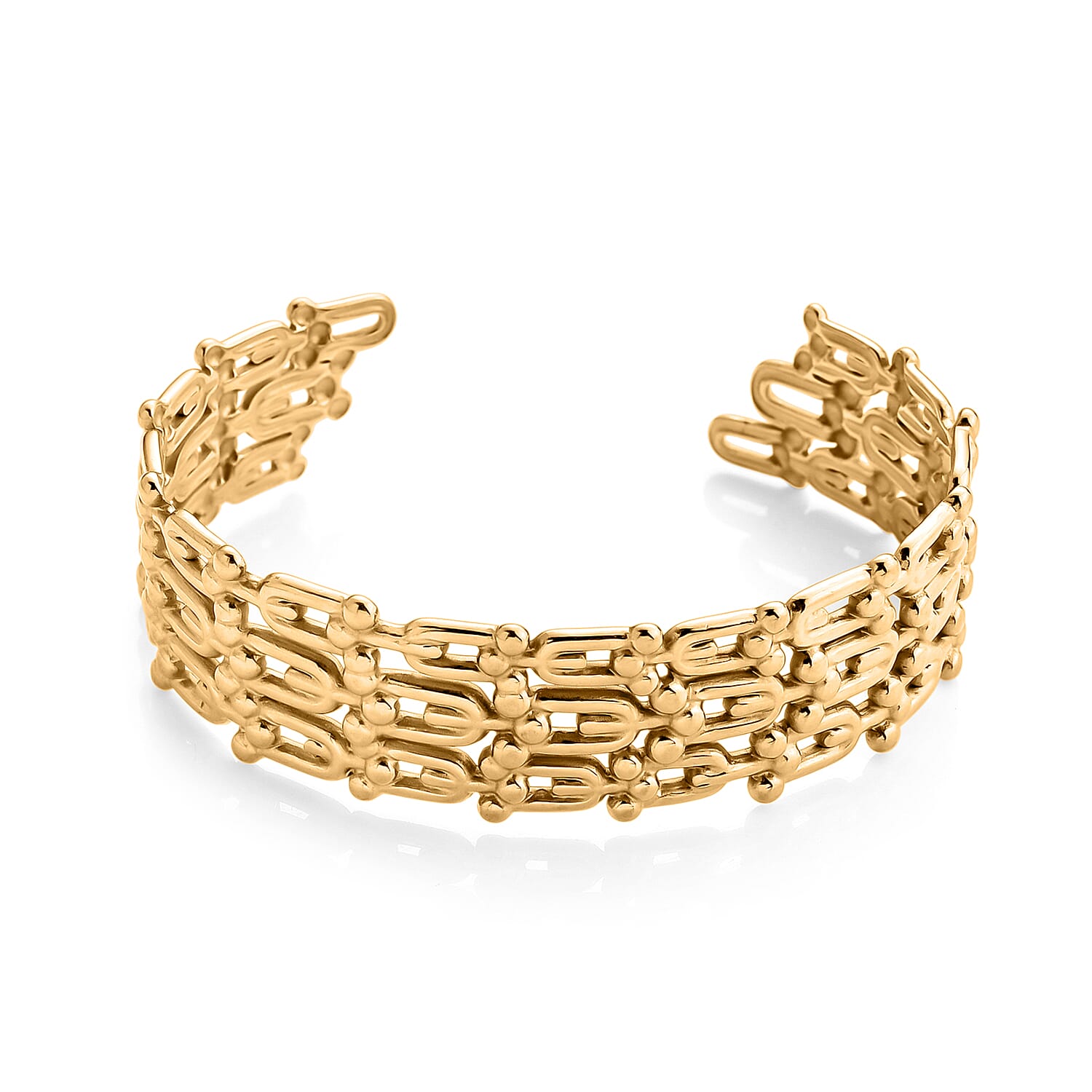 Chain Link Cuff Bracelet in ION Plated YG Stainless Steel (7.0 In)