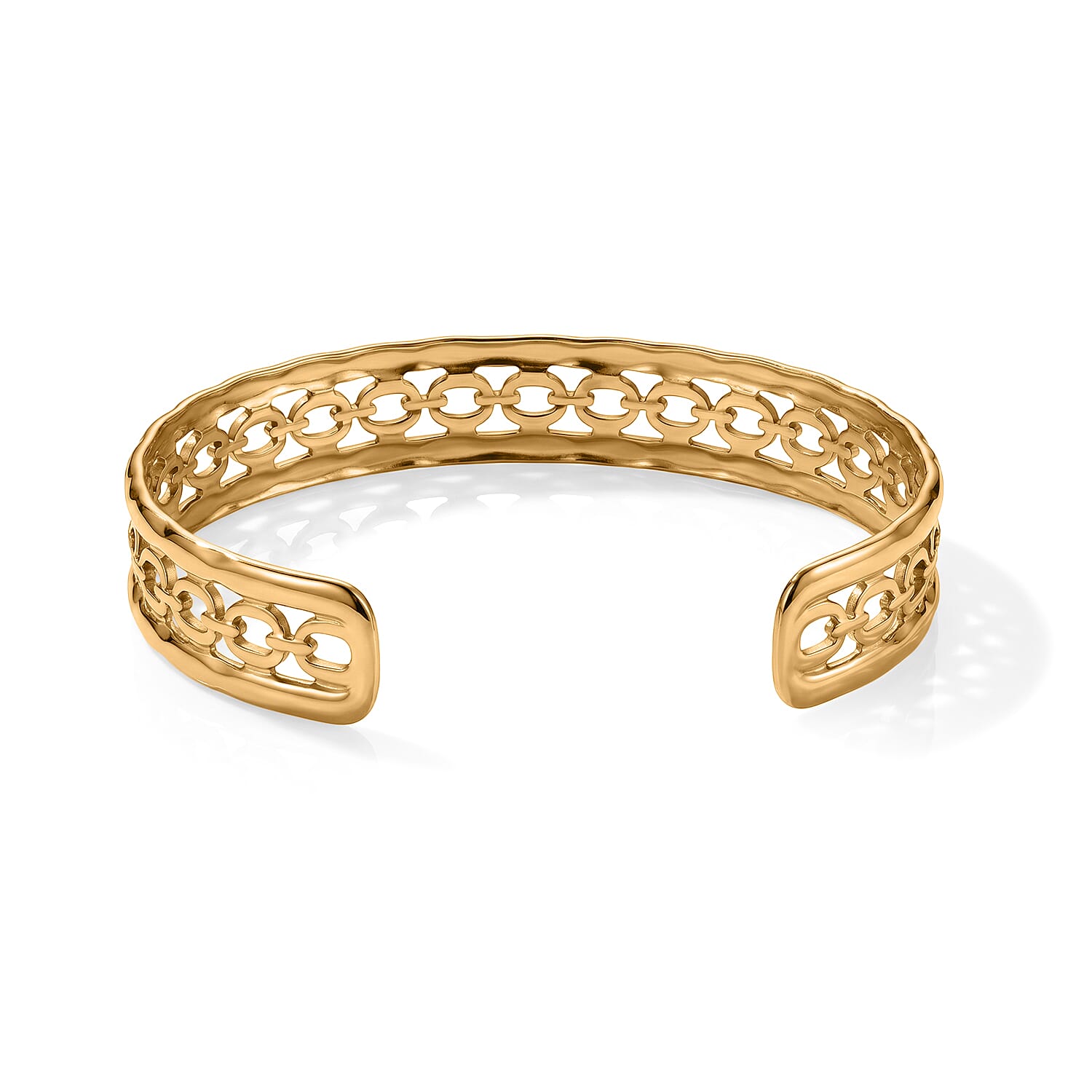 intricate Open Link Cuff Bracelet in Stainless Steel (7.0 In)