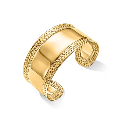 Textured Wide Cuff Bracelet in ION Plated YG Stainless Steel (7.0 In)