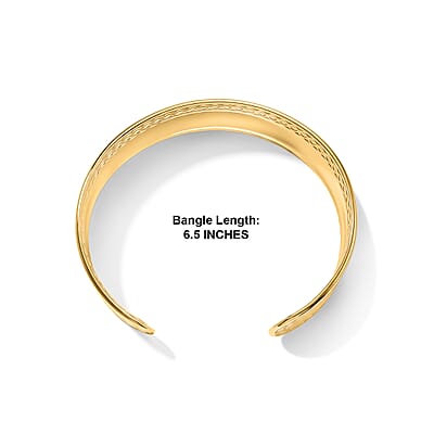 Textured Wide Cuff Bracelet in ION Plated YG Stainless Steel (7.0 In)
