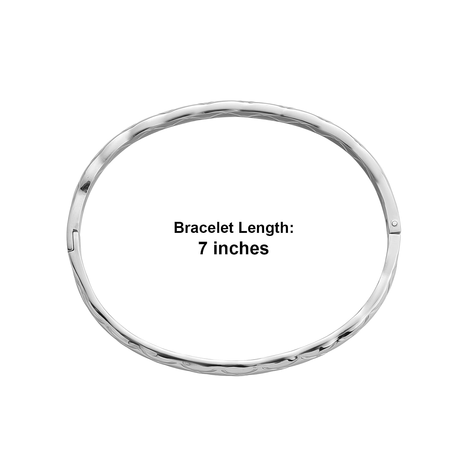 Geometric Pattern Bangle Bracelet in Stainless Steel (7.0 In)