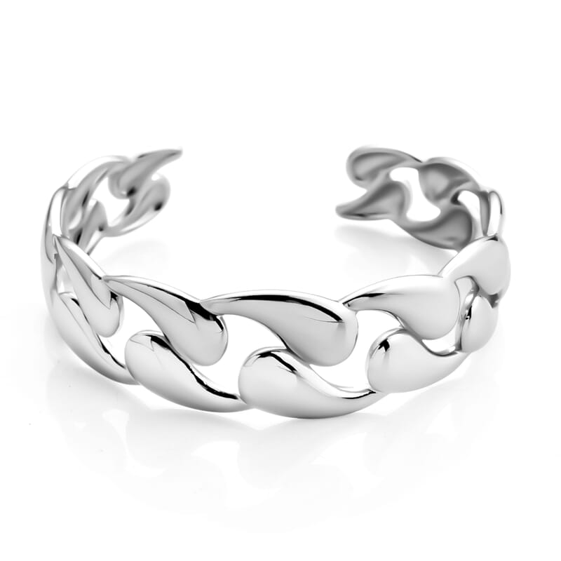 Wave Cuff Bracelet in Stainless Steel (6.75 In)