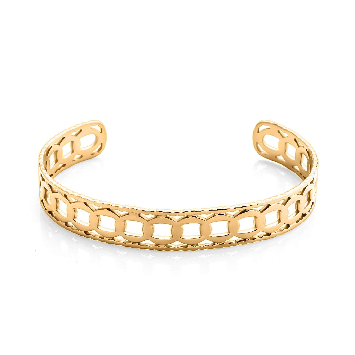 Geometric Luxury Cuff Bracelet in ION Plated YG Stainless Steel (7.50 In)