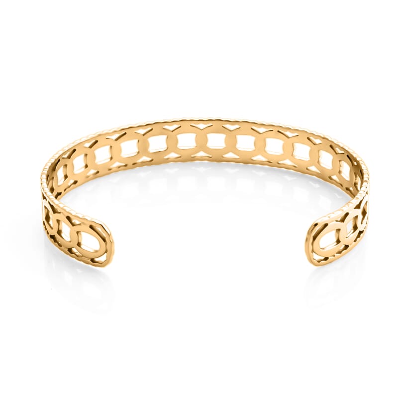 Geometric Luxury Cuff Bracelet in ION Plated YG Stainless Steel (7.50 In)