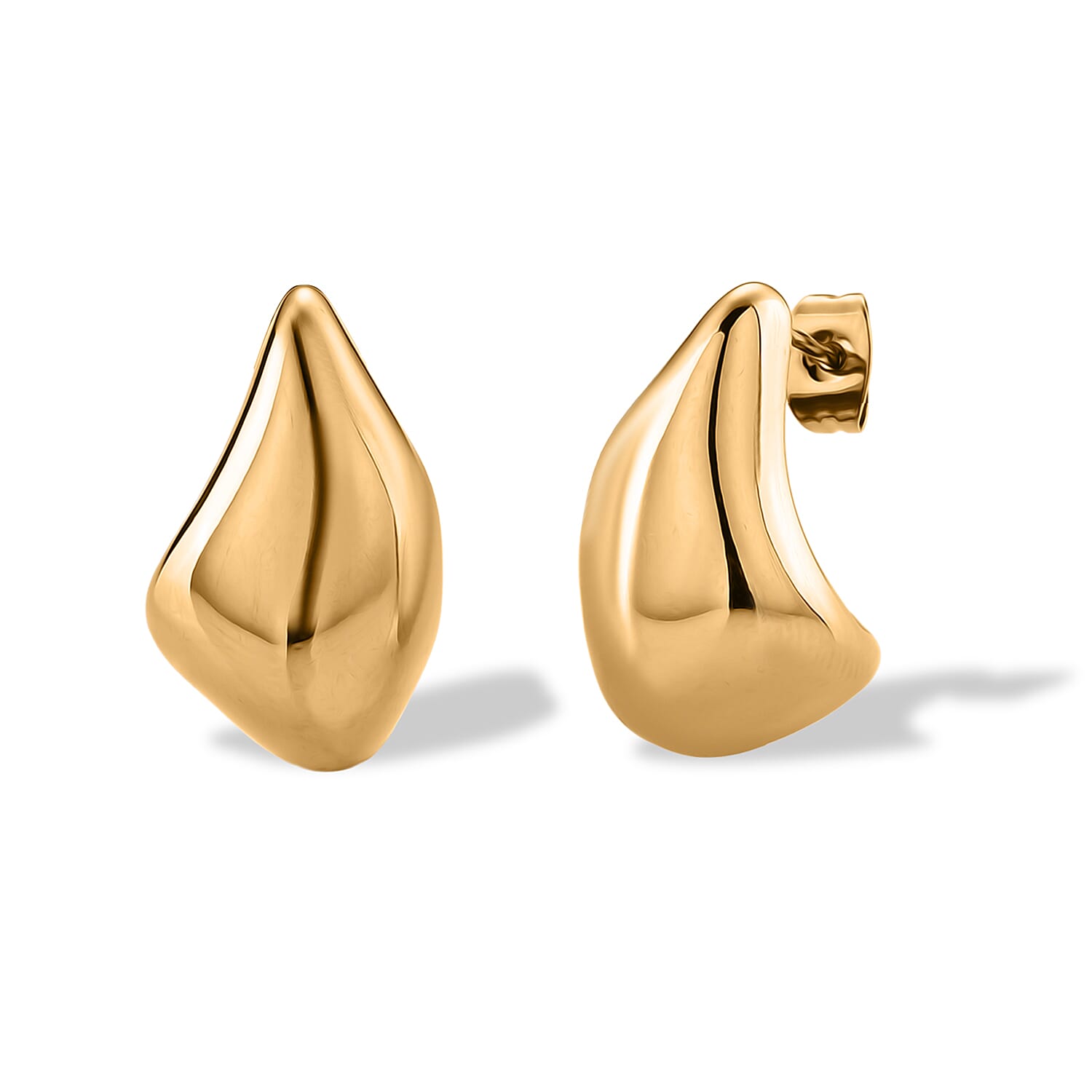 Dome Shape Earrings in ION Plated YG Stainless Steel