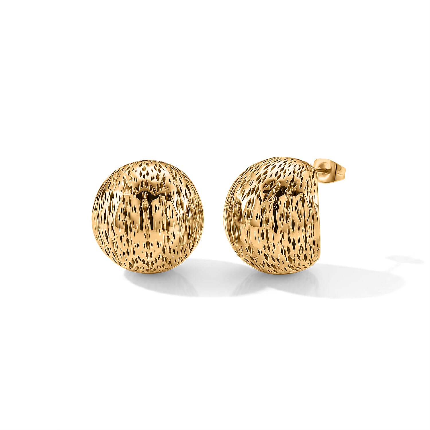 Textured Dome Earrings in ION Plated YG Stainless Steel