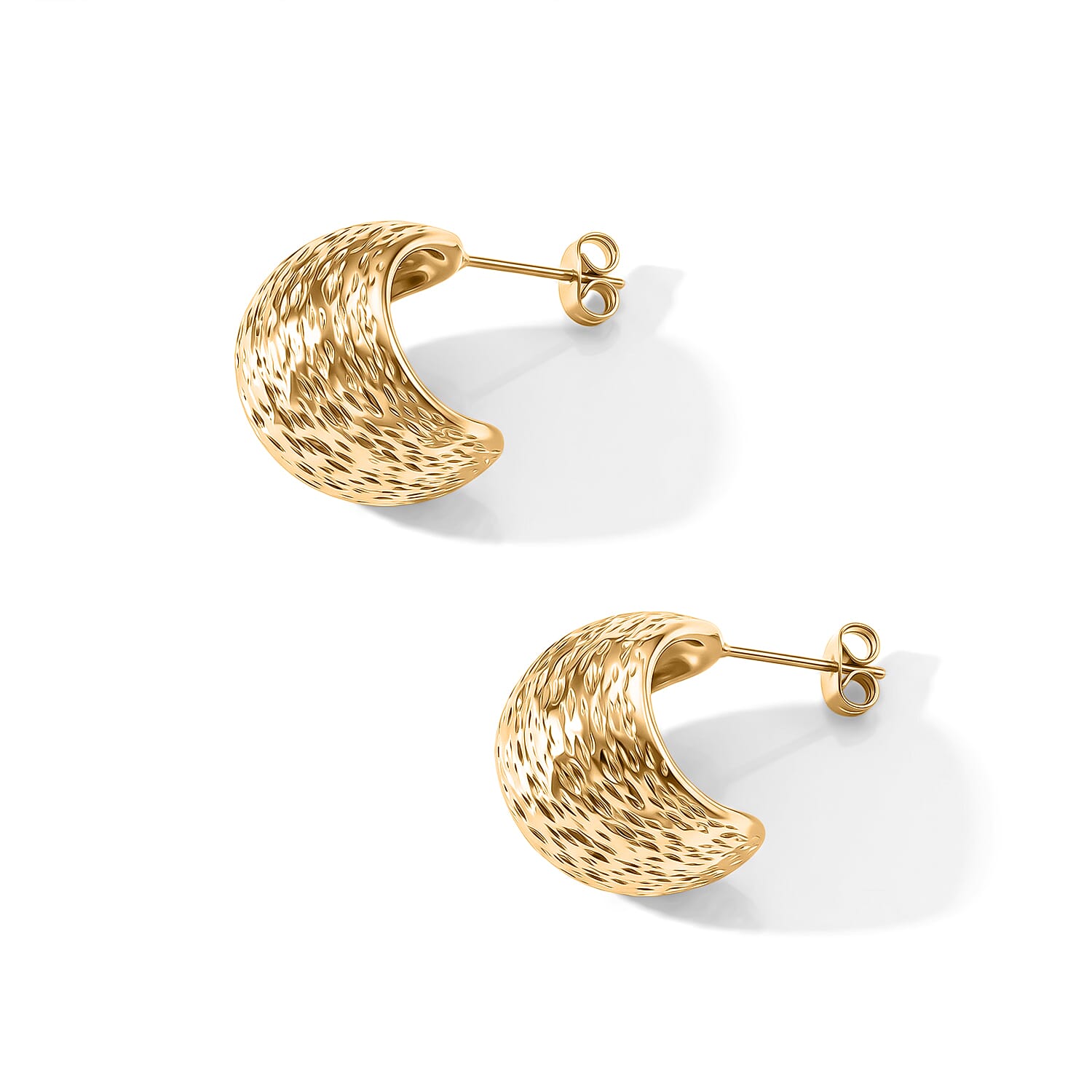 Textured Dome Earrings in ION Plated YG Stainless Steel