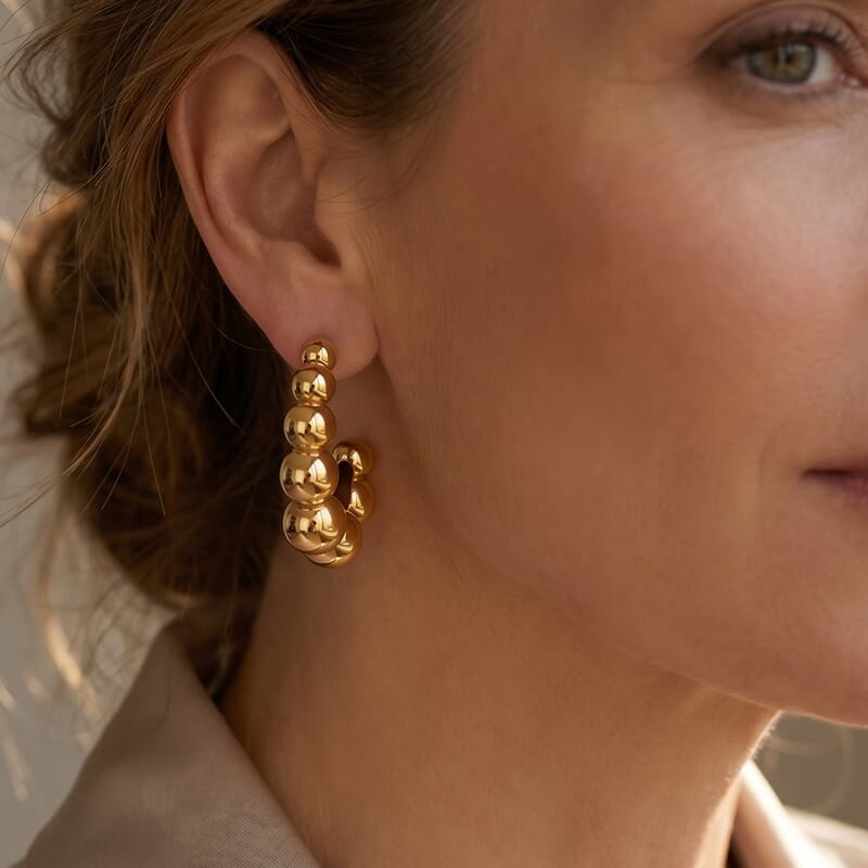 Stacked Bar Earrings in ION Plated YG Stainless Steel