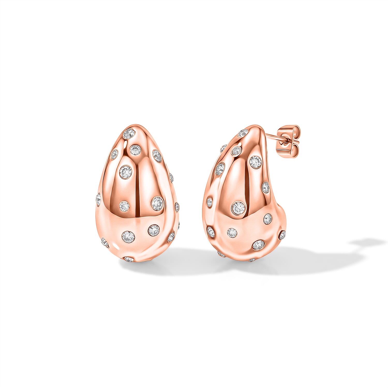 Austrian Crystal Teardrop Earrings in ION Plated YG Stainless Steel