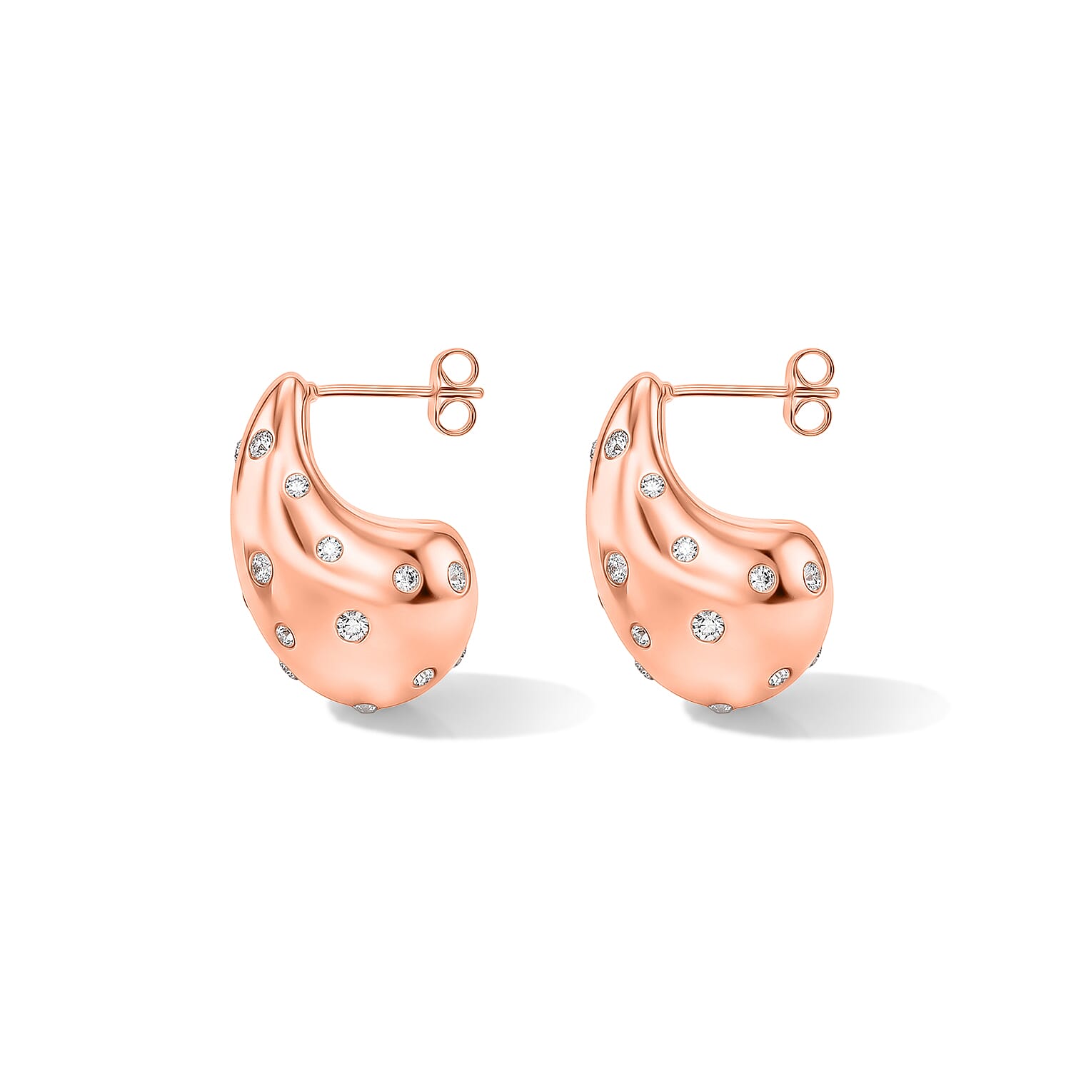 Austrian Crystal Teardrop Earrings in ION Plated YG Stainless Steel
