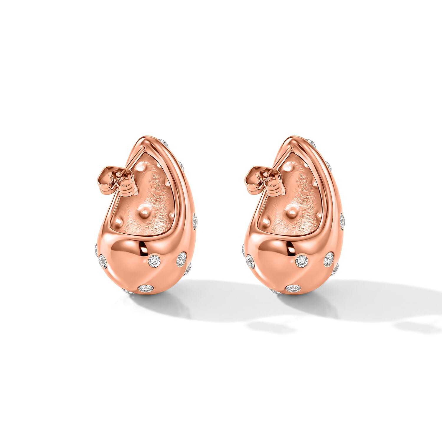 Austrian Crystal Teardrop Earrings in ION Plated YG Stainless Steel