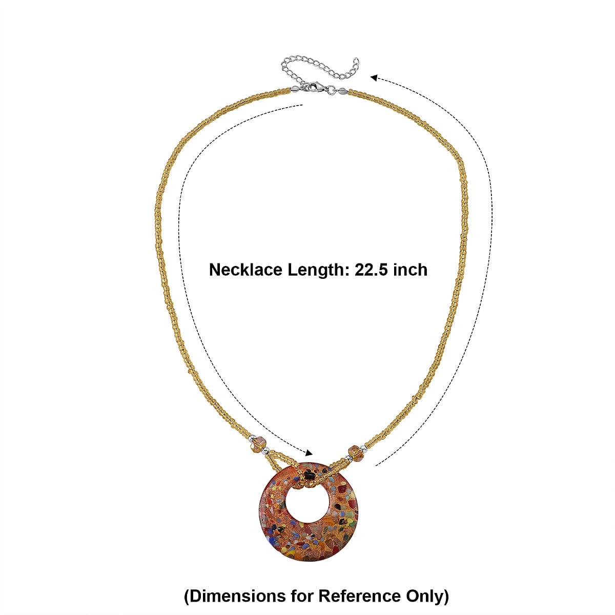 Multi Color Murano Style, Champagne Glass Circular Necklace (22.25-23.5 Inches) in Stainless Steel image number 4