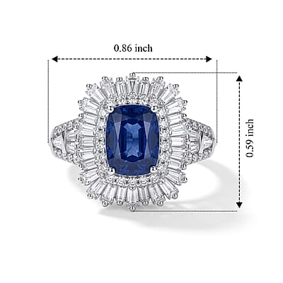 D'Joy AAA Kashmir Kyanite and Moissanite 3.30 ctw Ring in Rhodium Over Sterling Silver (Size 10.0)