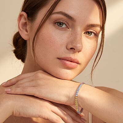 Luxuriant Lab Grown Multi Diamond (IR) SI 4.00 ctw Rainbow Rhythm Bracelet in Rhodium Over Sterling Silver (6.50 In)