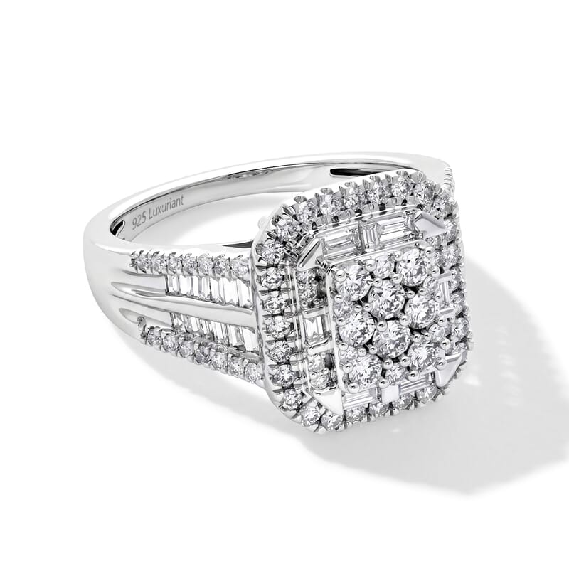Luxuriant Lab Grown Diamond G-H SI 1.00 ctw Architects of Light Ring in Rhodium Over Sterling Silver (Size 10.0)