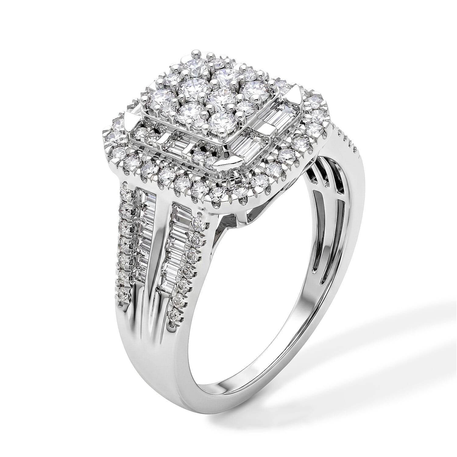 Luxuriant Lab Grown Diamond G-H SI 1.00 ctw Ring in Rhodium Over Sterling Silver (Size 6.0)