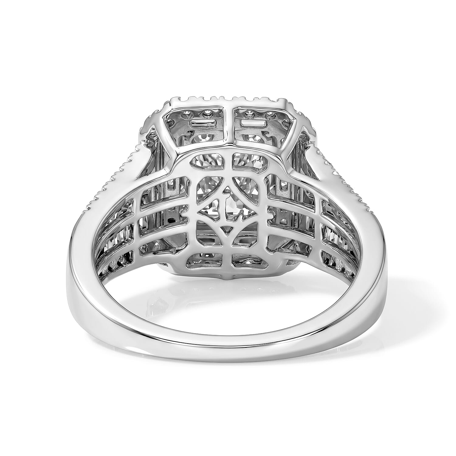 Luxuriant Lab Grown Diamond (G-H, SI) Ring in Rhodium Over Sterling Silver (Size 7)